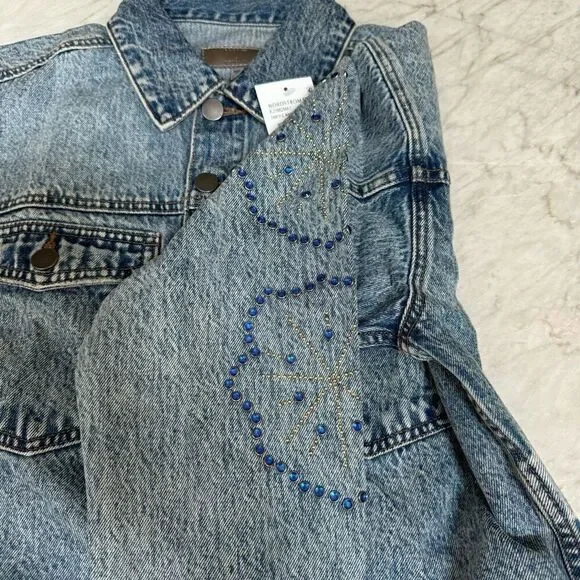 Kut from the Kloth Dolly rhinestone crop jacket oversized size XS NWT - Picture 7 of 7